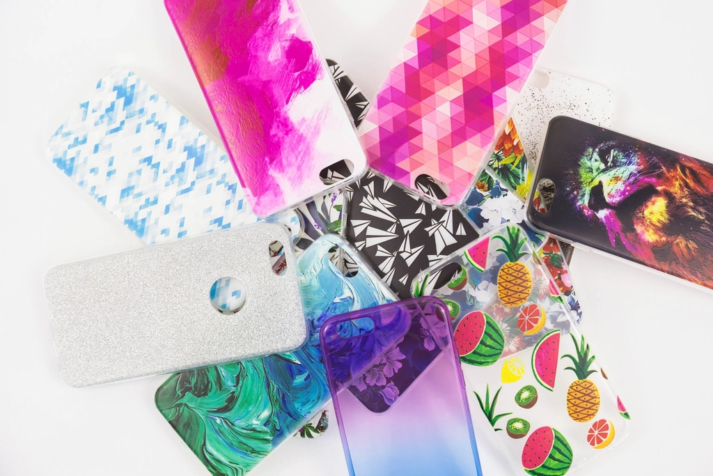 A large assortment of phone cases